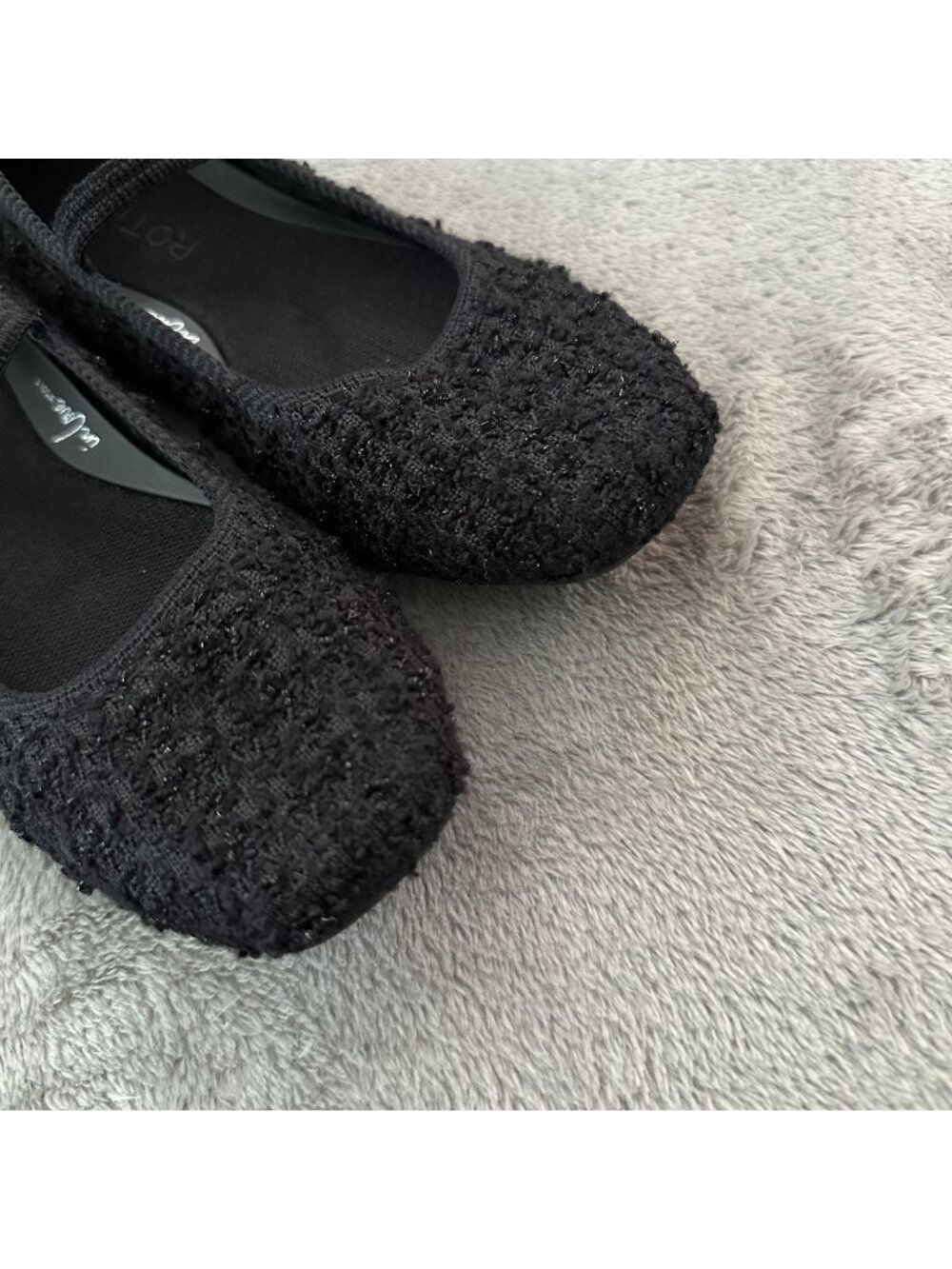Rothys The Max Square Mary Janes Black Shoes Flats Boucle Womens 6 Ballet - Picture 3 of 6